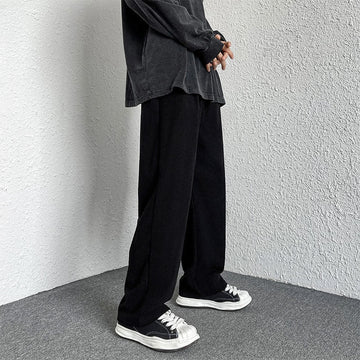 New Corduroy Men's Casual Pants Drawstring Designer Loose Straight Trousers For Man Streetwear Solid Color Male Pant aidase-shop